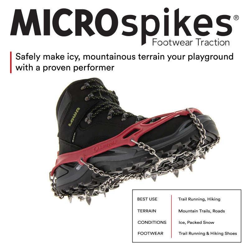 Kahtoola MICROspikes Footwear Traction for Winter Trail Hiking & Ice Mountaineering - Red - Medium - Image 2